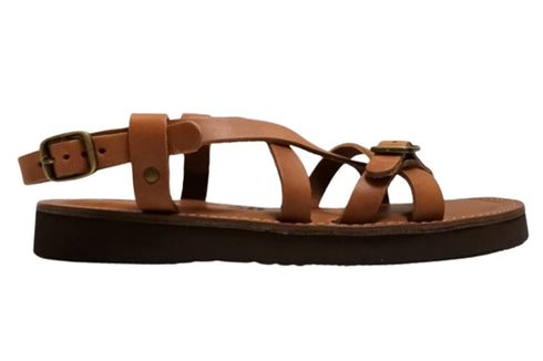 【Organic handloom GAYA ブラウン】クロスストラップサンダル